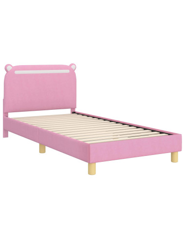 Struttura letto bambini con testata Rosa 90 x 200 cm Tessuto