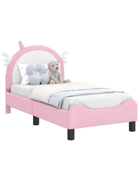 Struttura letto per bambini con testata Rosa 70 x 140 cm PU