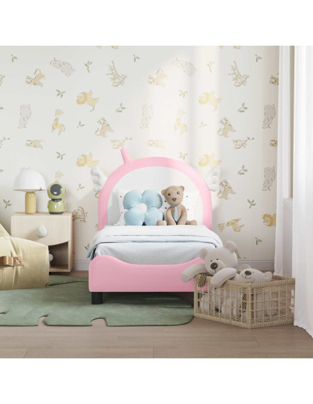 Struttura letto per bambini con testata Rosa 70 x 140 cm PU
