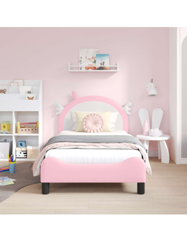 Struttura letto bambini con testata Rosa 80 x 160 cm PU