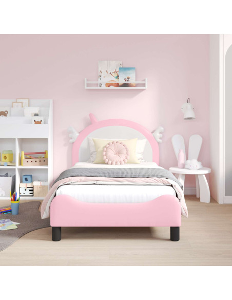 Struttura letto bambini con testata Rosa 80 x 160 cm PU