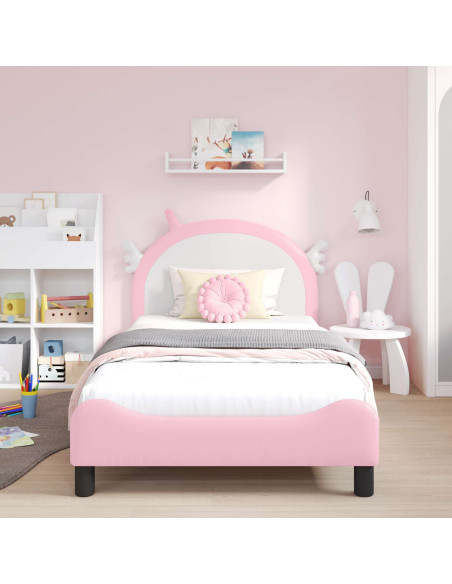 Struttura letto bambini con testata Rosa 80 x 200 cm PU