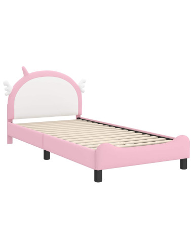 Struttura letto bambini con testata Rosa 90 x 190 cm PU