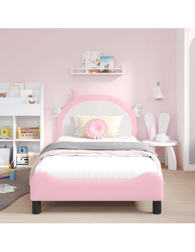Struttura letto bambini con testata Rosa 90 x 200 cm PU