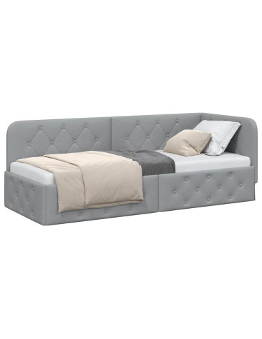 Cornice del letto ad angolo Grigio chiaro 80 x 200 cm Tessuto