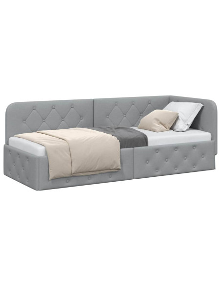 Cornice del letto ad angolo Grigio chiaro 80 x 200 cm Tessuto