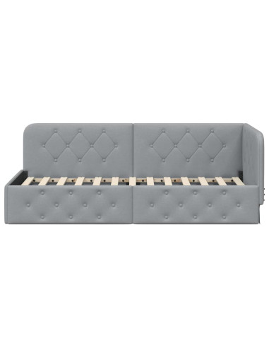 Cornice del letto ad angolo Grigio chiaro 80 x 200 cm Tessuto