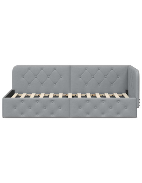 Cornice del letto ad angolo Grigio chiaro 80 x 200 cm Tessuto