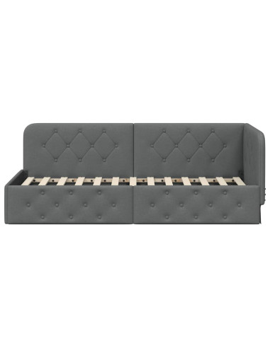 Cornice del letto ad angolo Grigio scuro 80 x 200 cm Tessuto