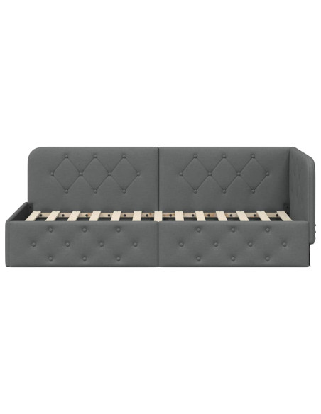 Cornice del letto ad angolo Grigio scuro 80 x 200 cm Tessuto