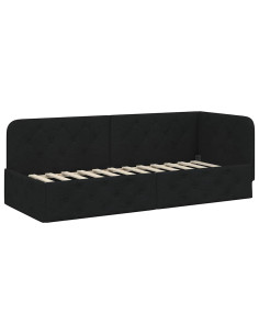 Cornice del letto ad angolo Nero 80 x 200 cm Tessuto 2