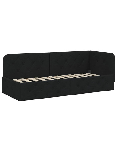 Cornice del letto ad angolo Nero 80 x 200 cm Tessuto
