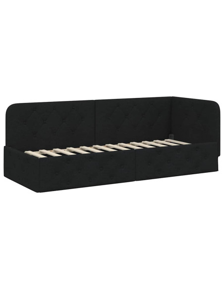 Cornice del letto ad angolo Nero 80 x 200 cm Tessuto