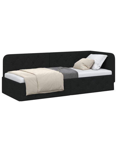 Cornice del letto ad angolo Nero 80 x 200 cm Tessuto