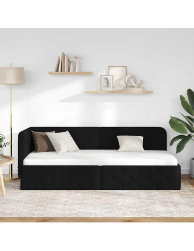 Cornice del letto ad angolo Nero 80 x 200 cm Tessuto