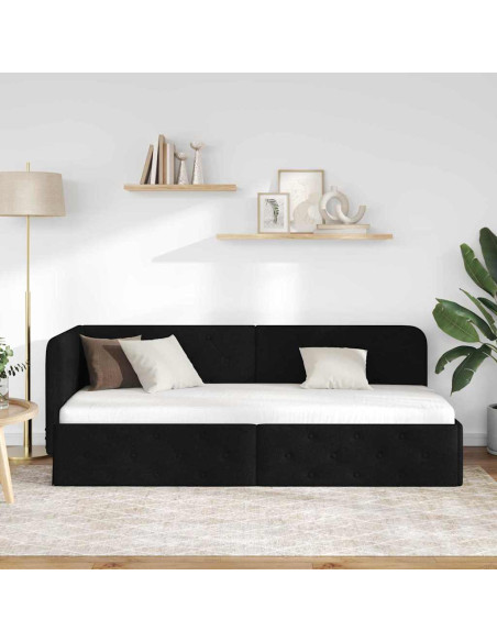 Cornice del letto ad angolo Nero 80 x 200 cm Tessuto