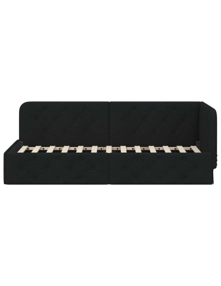 Cornice del letto ad angolo Nero 80 x 200 cm Tessuto