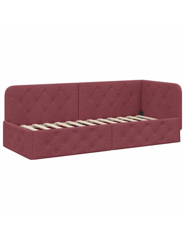 Cornice del letto ad angolo Rosso Vino 80 x 200 cm Tessuto