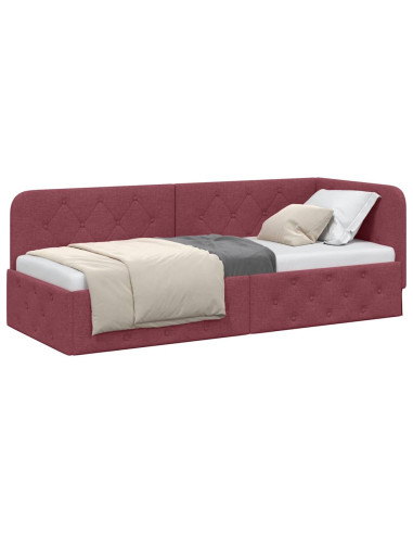 Cornice del letto ad angolo Rosso Vino 80 x 200 cm Tessuto