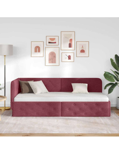 Cornice del letto ad angolo Rosso Vino 80 x 200 cm Tessuto
