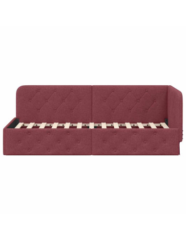 Cornice del letto ad angolo Rosso Vino 80 x 200 cm Tessuto