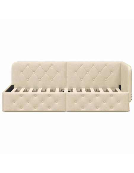 Cornice del letto ad angolo Crema 80 x 200 cm Tessuto