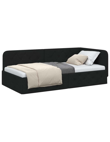 Cornice del letto ad angolo Nero 90 x 190 cm Tessuto