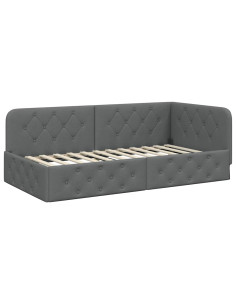 Cornice del letto ad angolo Grigio scuro 90 x 200 cm Tessuto 2