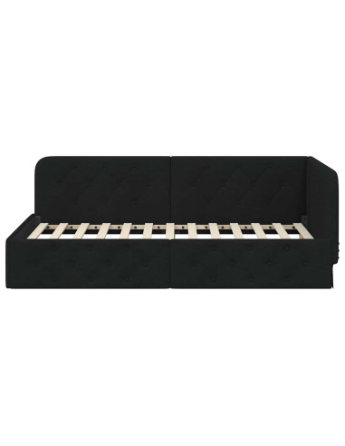 Cornice del letto ad angolo Nero 90 x 200 cm Tessuto