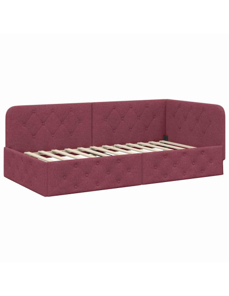 Cornice del letto ad angolo Rosso Vino 90 x 200 cm Tessuto