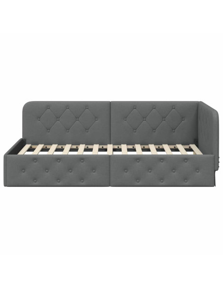 Cornice del letto ad angolo Grigio scuro 100 x 200 cm Tessuto