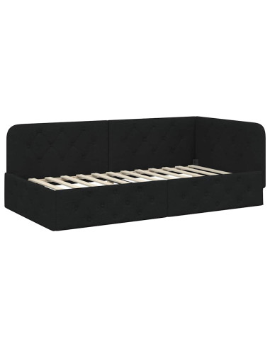 Cornice del letto ad angolo Nero 100 x 200 cm Tessuto