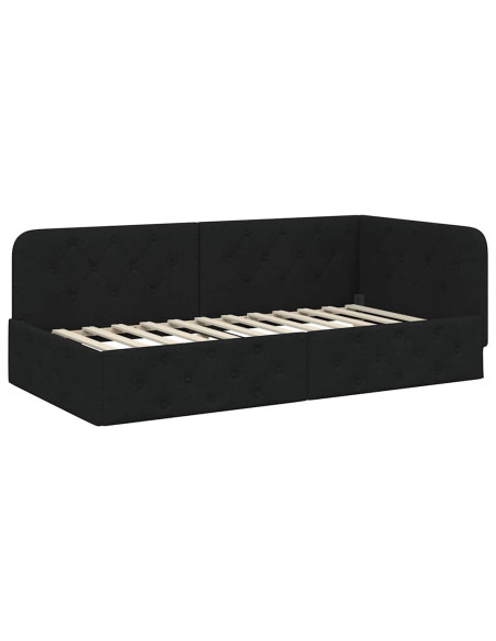 Cornice del letto ad angolo Nero 100 x 200 cm Tessuto