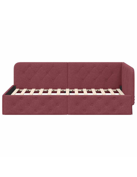 Cornice del letto ad angolo Rosso Vino 100 x 200 cm Tessuto