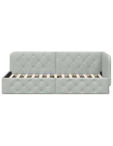 Cornice del letto ad angolo Grigio chiaro 80 x 200 cm Velluto