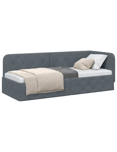 Cornice del letto ad angolo Grigio scuro 80 x 200 cm Velluto