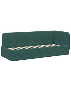Cornice del letto ad angolo Verde Scuro 80 x 200 cm Velluto 2