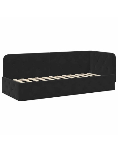 Cornice del letto ad angolo Nero 80 x 200 cm Velluto