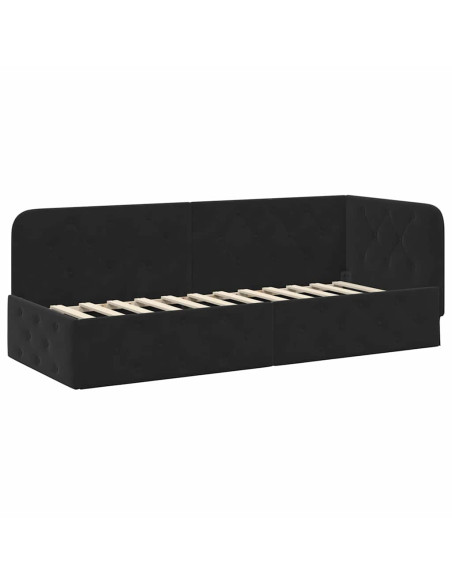 Cornice del letto ad angolo Nero 80 x 200 cm Velluto