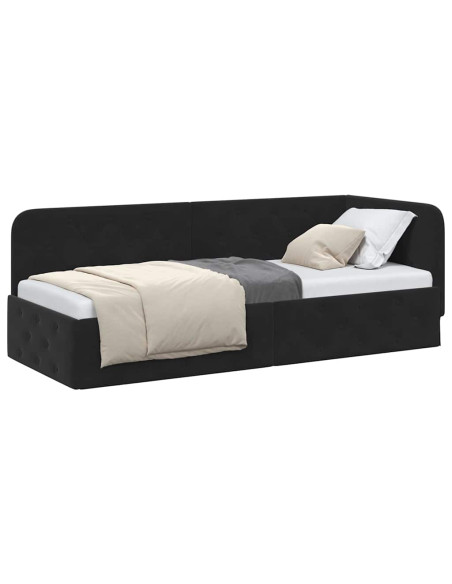 Cornice del letto ad angolo Nero 80 x 200 cm Velluto