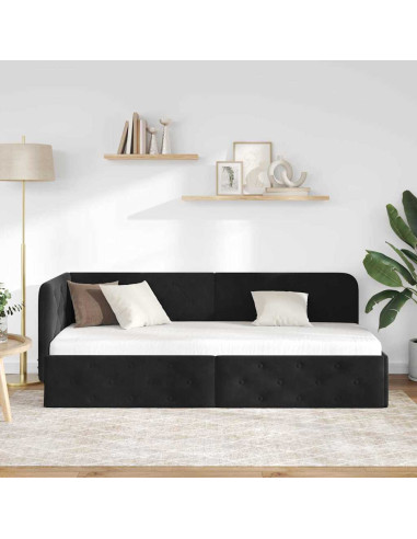 Cornice del letto ad angolo Nero 80 x 200 cm Velluto