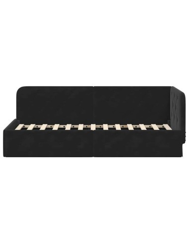 Cornice del letto ad angolo Nero 80 x 200 cm Velluto