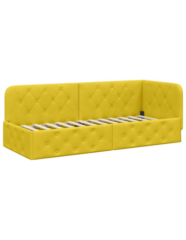 Cornice del letto ad angolo Giallo 80 x 200 cm Velluto