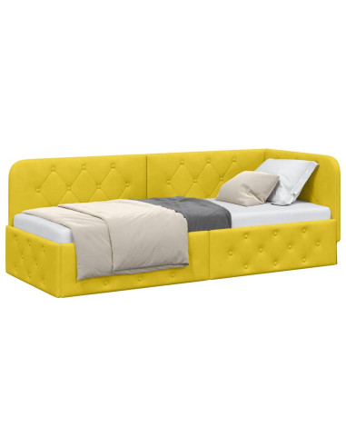 Cornice del letto ad angolo Giallo 80 x 200 cm Velluto