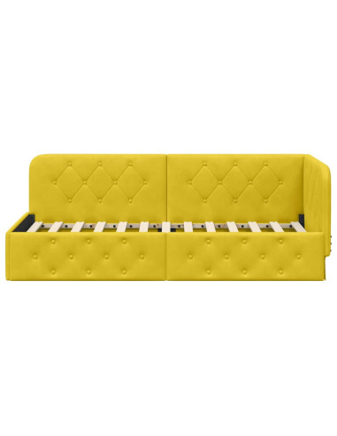 Cornice del letto ad angolo Giallo 80 x 200 cm Velluto