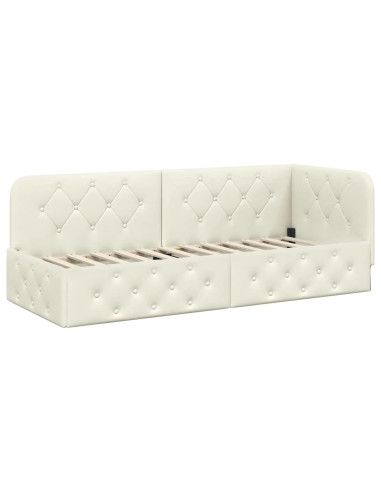 Cornice del letto ad angolo Crema 80 x 200 cm Velluto