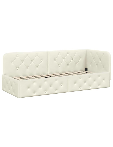 Cornice del letto ad angolo Crema 80 x 200 cm Velluto