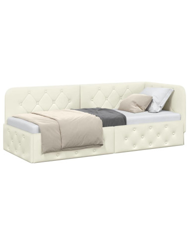 Cornice del letto ad angolo Crema 80 x 200 cm Velluto