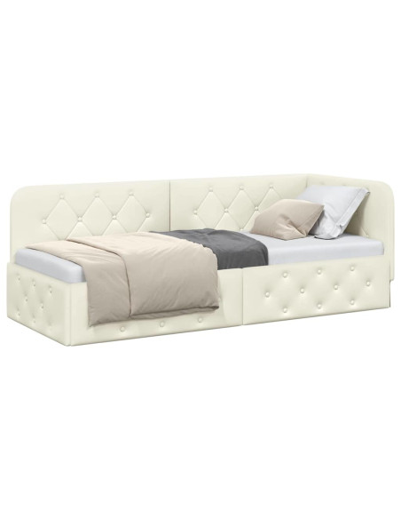 Cornice del letto ad angolo Crema 80 x 200 cm Velluto