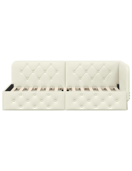 Cornice del letto ad angolo Crema 80 x 200 cm Velluto